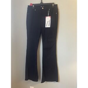 S.O.N.G Fit and Flare Jeans Juniors Size 15/32 Black frayed hem stretchy jean